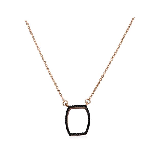 Black CZ Pendant Necklace - Rose Gold Plated