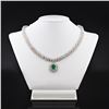 Image 2 : 2.94 ctw Emerald and 7.61 ctw Diamond 18K White Gold Necklace