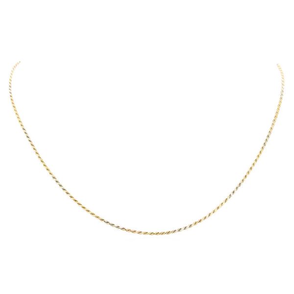 Twenty Inch Tri-color Rope Chain - 14KT Yellow, Rose, and White Gold