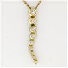 Image 2 : Long 14K Yellow Gold 0.65 ctw 9 Round Brilliant Graduated Diamond Journey Pendan