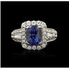 Image 1 : 18k White Gold 2.88 ctw Sapphire 1.23 ctw Diamond Ring