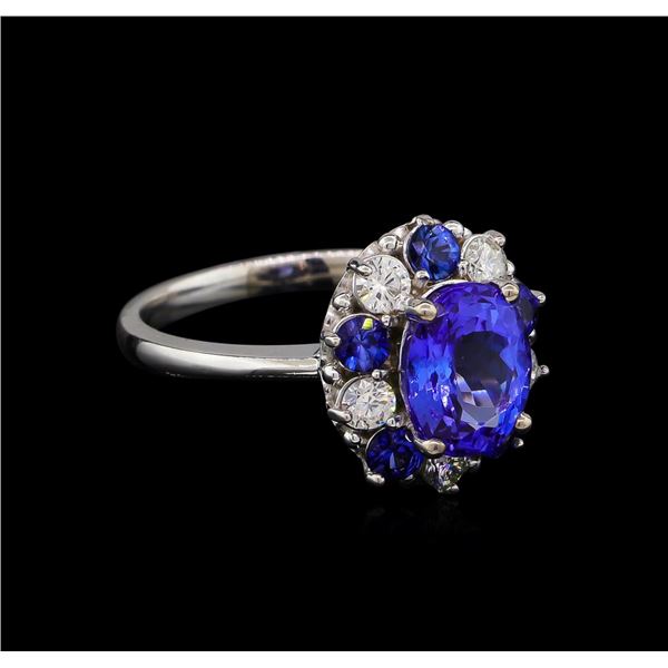 2.55 ctw Tanzanite, Sapphire and Diamond Ring - 14KT White Gold