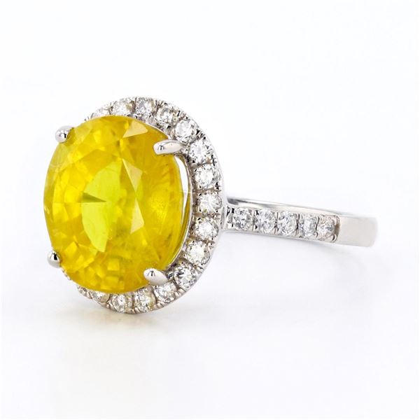 6.30 ctw Yellow Sapphire and 0.43 ctw Diamond Platinum Ring