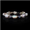 Image 1 : 17.75 ctw Opal and 0.81 ctw Diamond 14K Yellow Gold Bracelet