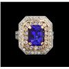 Image 2 : 14KT Rose and White Gold 4.29 ctw Tanzanite and Diamond Ring