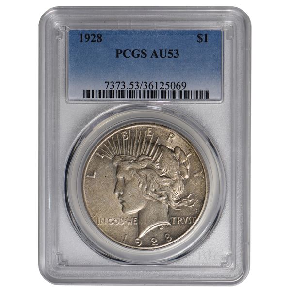 1928 $1 Peace Silver Dollar PCGS AU53