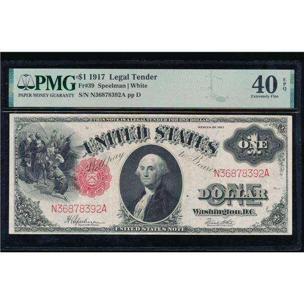 1917 $1 Legal Tender Note PMG 40EPQ