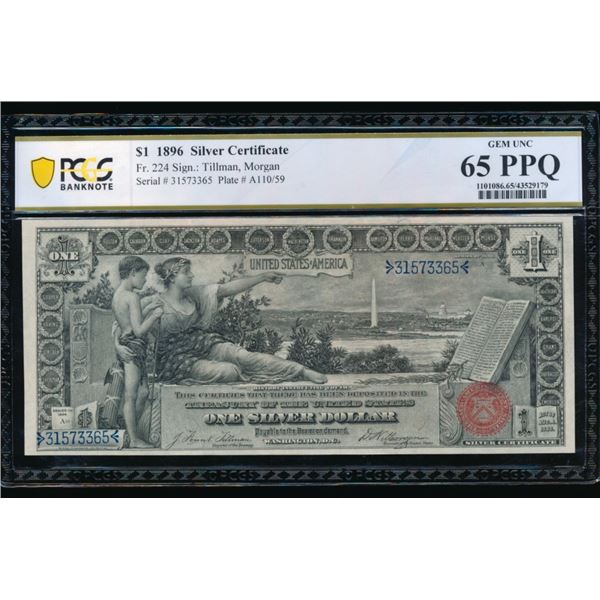 1896 $1 Educational Silver Certificate PCGS 65PPQ