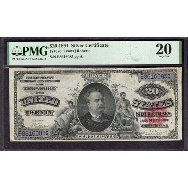 1891 $20 Silver Certificate PMG 20