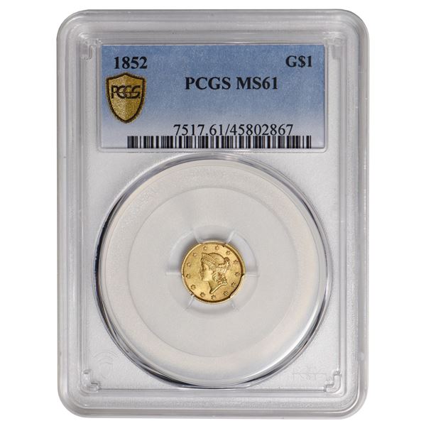 1852 $1 Type 1 Gold Coin PCGS MS61