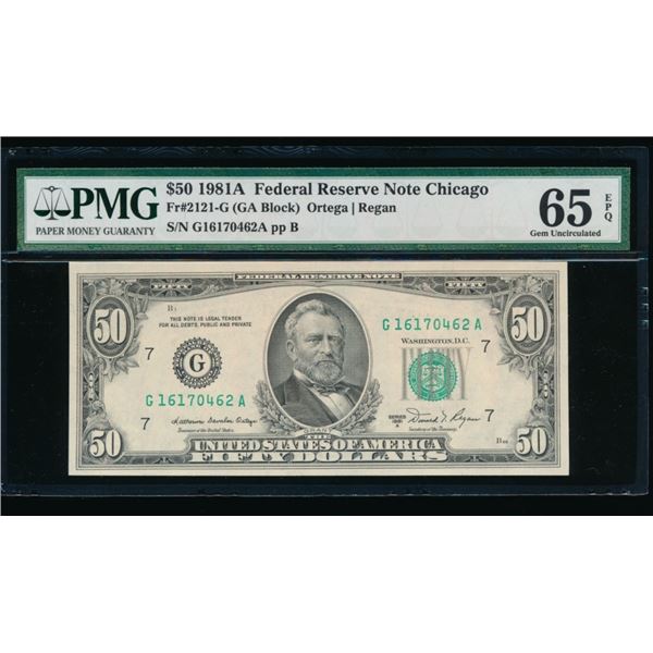 1981A $50 Chicago FRN PMG 65EPQ