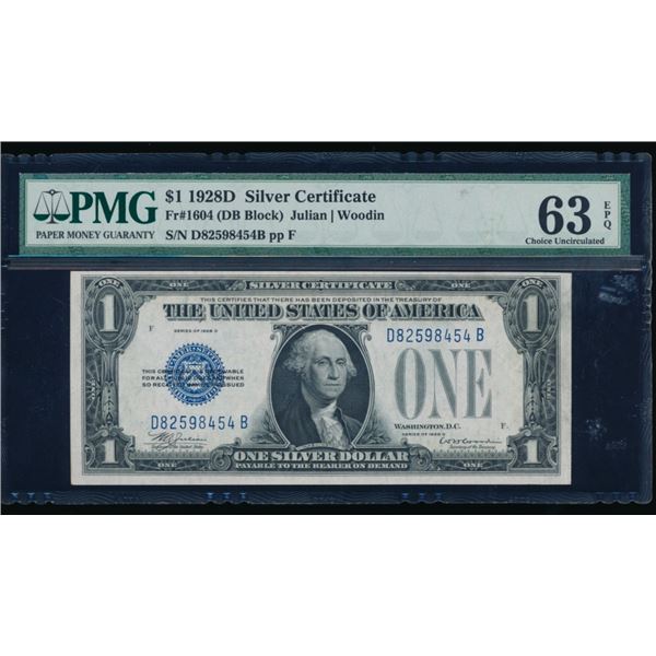 1928D $1 Silver Certificate PMG 63EPQ