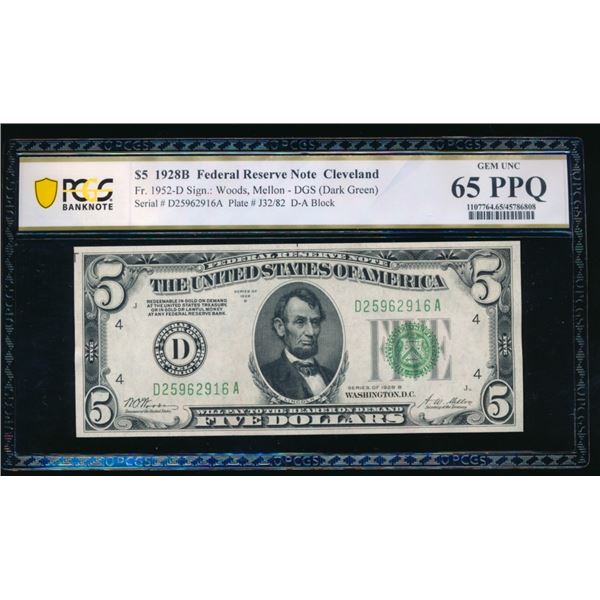 1928B $5 Cleveland FRN PCGS 65PPQ