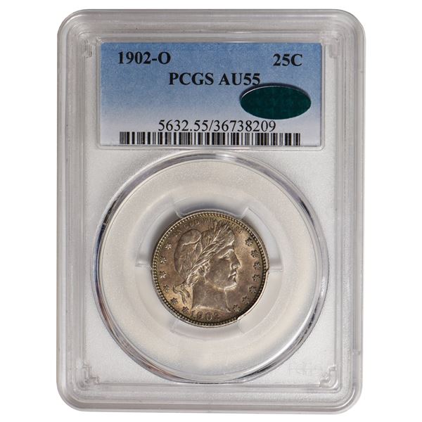 1902-O Barber Quarter PCGS AU55 CAC