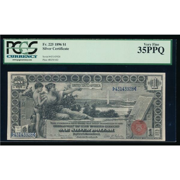 1896 $1 Educational Silver Certificate PCGS 35PPQ