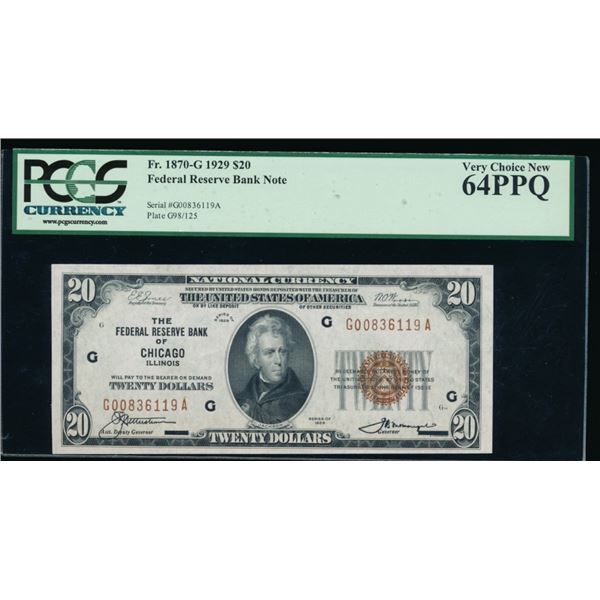 1929 $20 Chicago National PCGS 64PPQ