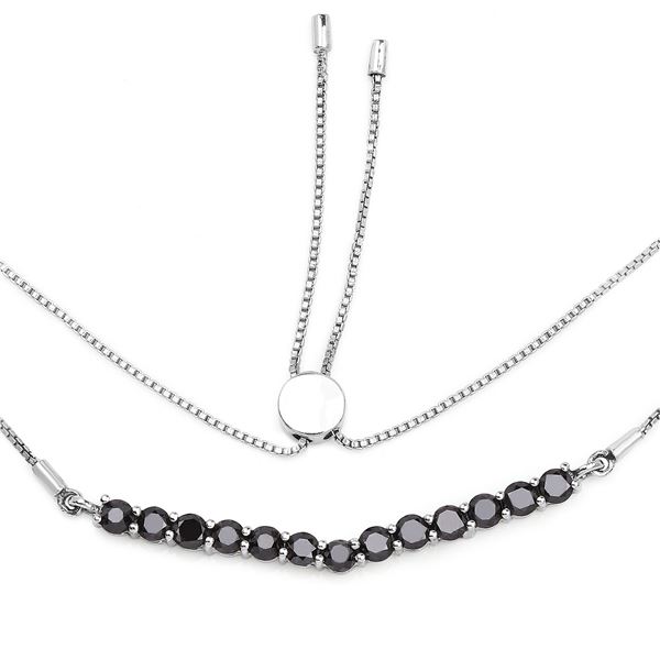 Rhodium Plated 2.28ctw Black Diamond Necklace