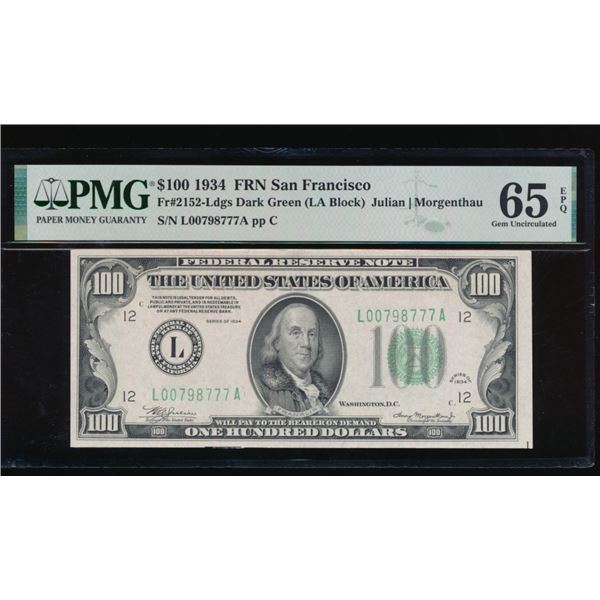1934 $100 San Francisco FRN PMG 65EPQ
