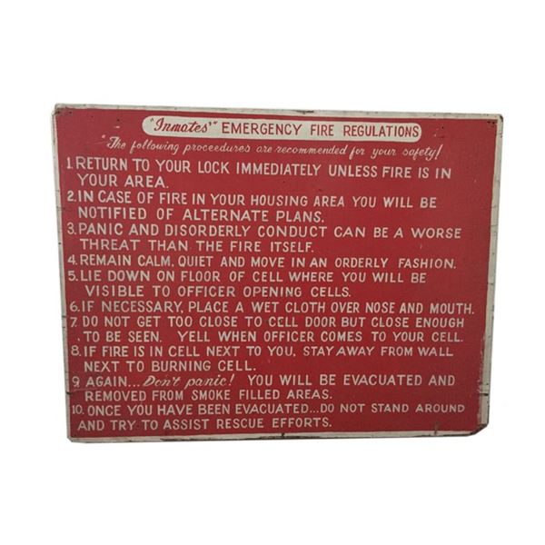 Escape From Alcatraz (1979) Inmate Fire Regulations Movie Props