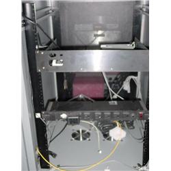 SERVER RACK, POWER STRIP, MODEM