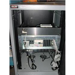 SERVER RACK, CPU, POWER STRIP MODEM