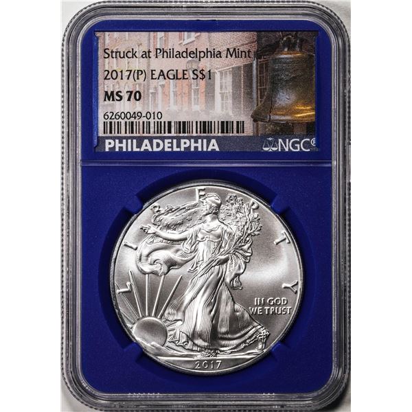 2017(P) $1 American Silver Eagle Coin NGC MS70 Struck at Philadelphia