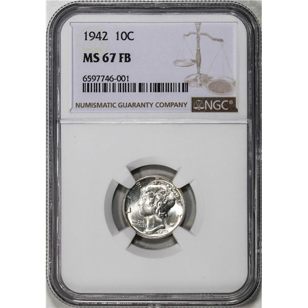 1942 Mercury Dime Coin NGC MS67FB