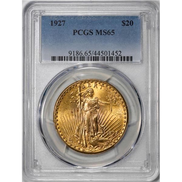 1927 $20 St. Gaudens Double Eagle Gold Coin PCGS MS65