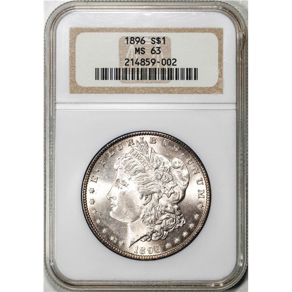 1896 $1 Morgan Silver Dollar Coin NGC MS63 Nice Toning