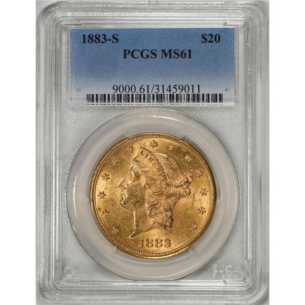 1883-S $20 Liberty Head Double Eagle Gold Coin PCGS MS61