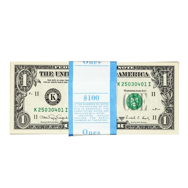 Pack of (100) Consecutive 1988A $1 Federal Reserve Notes Dallas