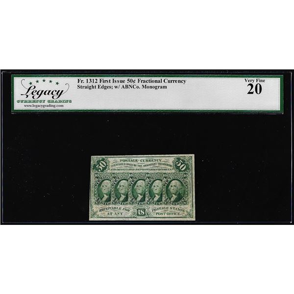 1863 First Issue Fifty Cents Fractional Currency Note Fr.1312 Legacy Very Fine 20