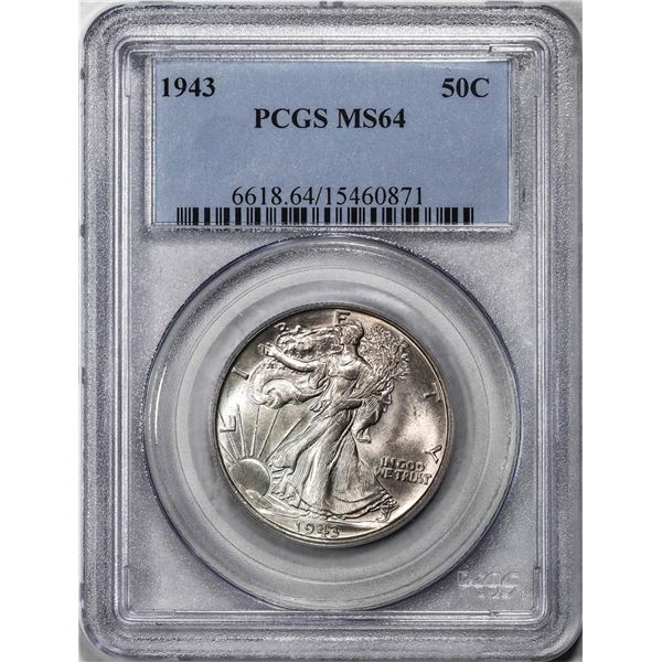 1943 Walking Liberty Half Dollar Coin PCGS MS64