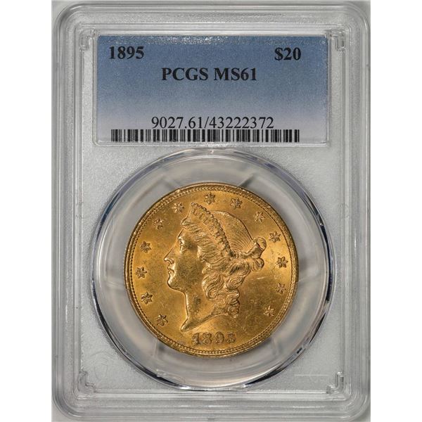 1895 $20 Liberty Head Double Eagle Gold Coin PCGS MS61