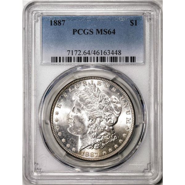 1887 $1 Morgan Silver Dollar Coin PCGS MS64