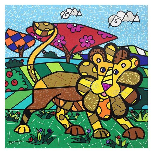Romero Britto "Leo" Limited Edition Giclee On Canvas