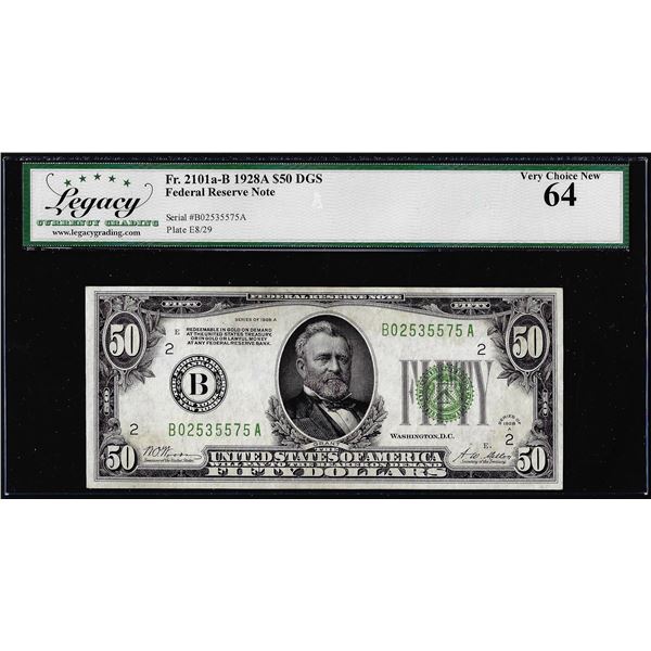 1928A $50 Federal Reserve Note New York Fr.2101a-B Legacy Very Choice New 64