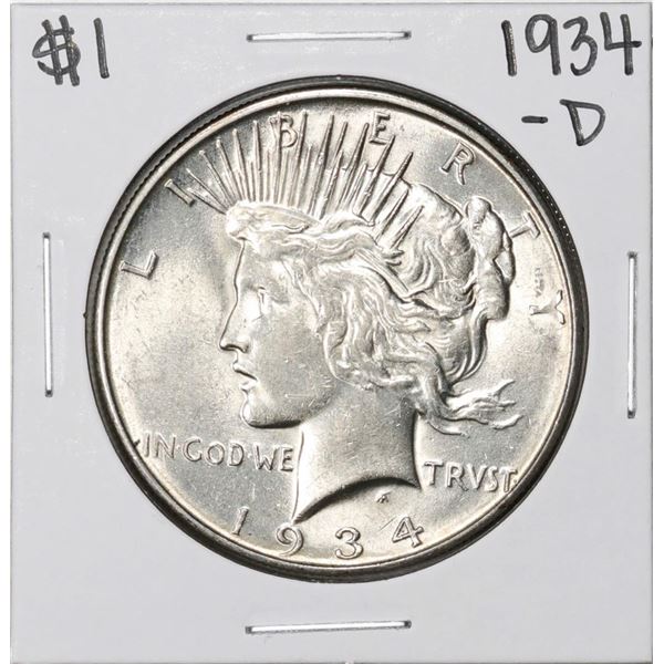 1934-D $1 Peace Silver Dollar Coin