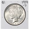 Image 1 : 1934-D $1 Peace Silver Dollar Coin