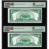Image 2 : (2) Consecutive 1928 $5 Federal Reserve Notes Fr.1950-G PMG Choice Uncirculated 63EPQ