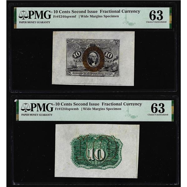 Lot of (2) Specimen Second Issue Ten Cents Fractional Notes PMG Choice Uncirculated 63