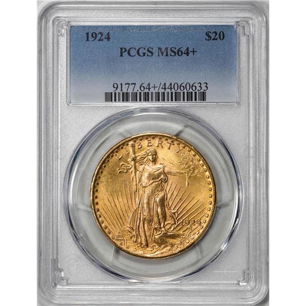 1924 $20 St. Gaudens Double Eagle Gold Coin PCGS MS64+