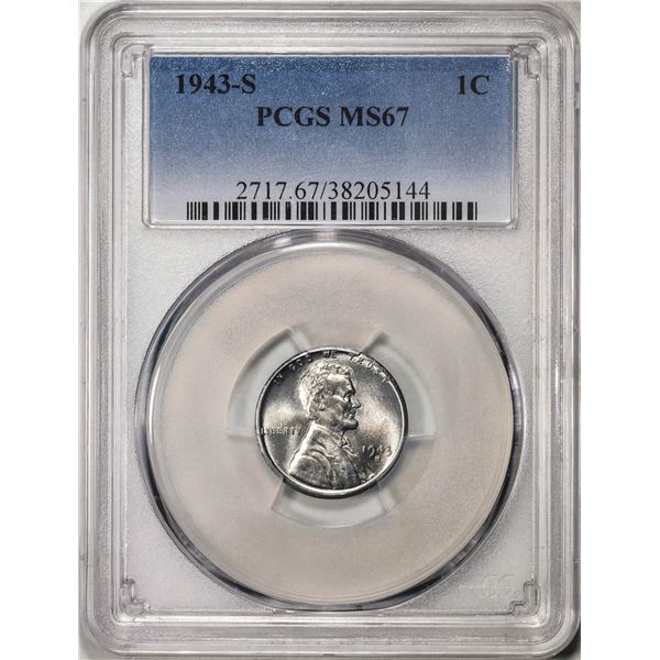 1943-S Steel Lincoln Wheat Cent Coin PCGS MS67