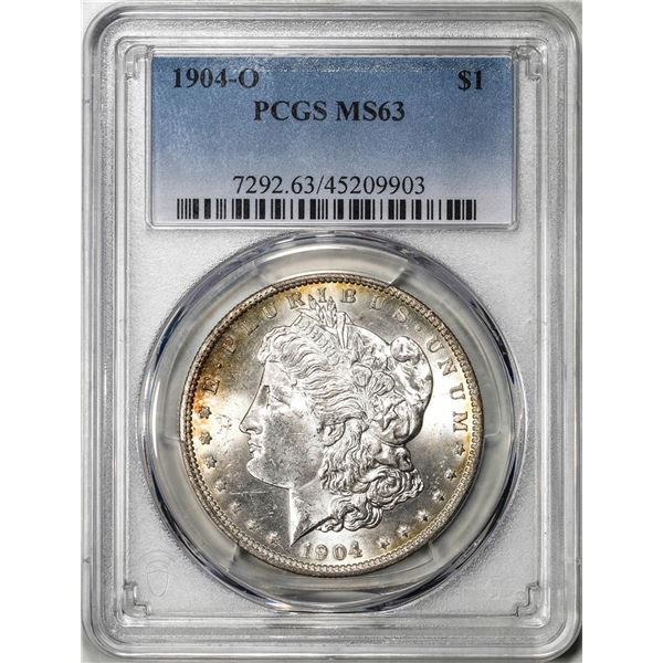 1904-O $1 Morgan Silver Dollar Coin PCGS MS63 Nice Toning