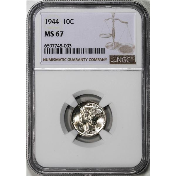 1944 Mercury Dime Coin NGC MS67