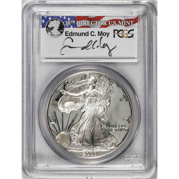 2000-P $1 Proof American Silver Eagle Coin PCGS PR69DCAM Edmund Moy Signature