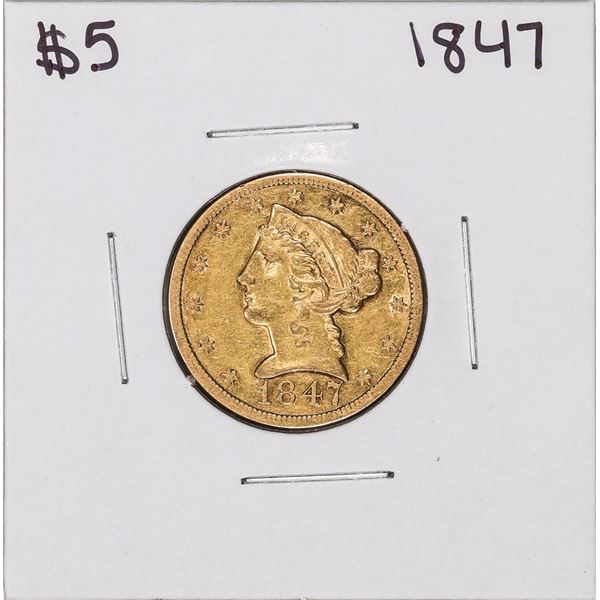 1847 No Motto $5 Liberty Head Half Eagle Gold Coin