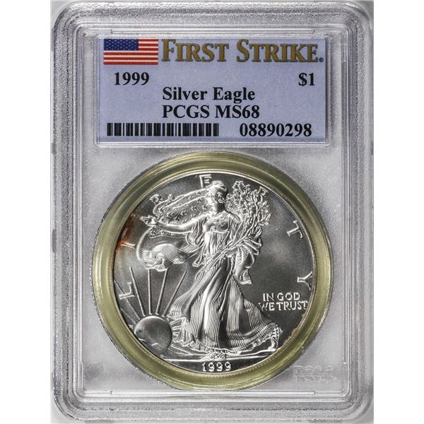 1999 $1 American Silver Eagle Coin PCGS MS68 First Strike