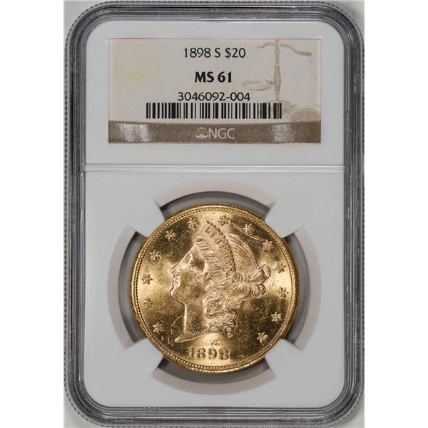 1898-S $20 Liberty Head Double Eagle Gold Coin NGC MS61