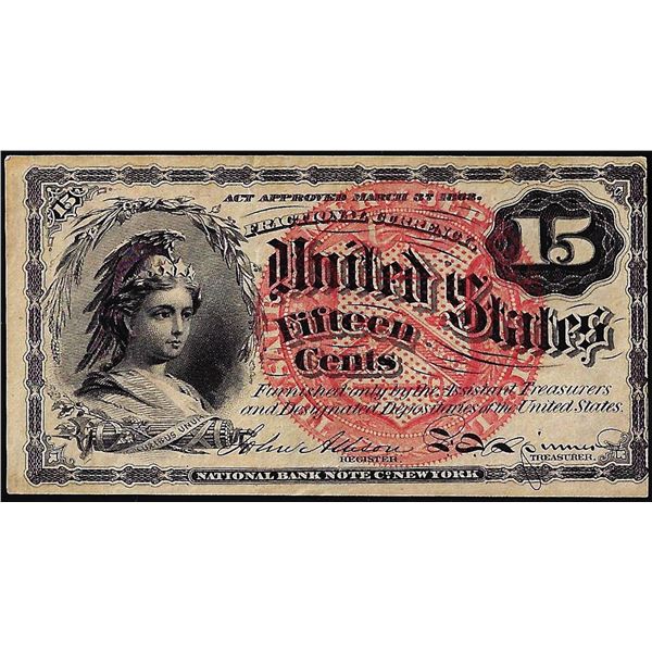 March 3, 1863 Fourth Issue Fifteen Cents Fractional Currency Note